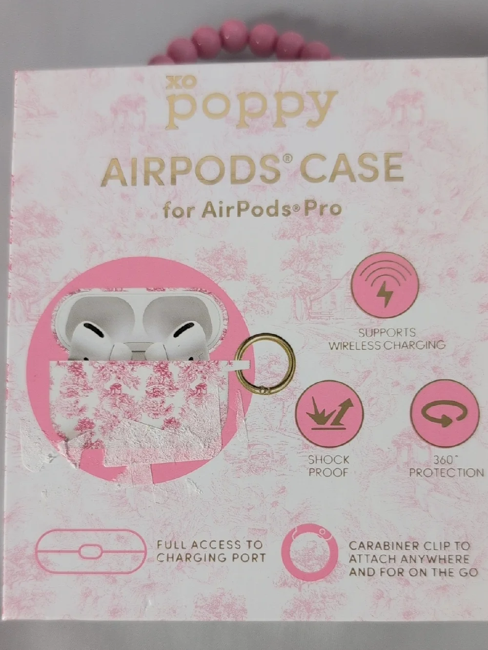XO Poppy Pink Toile AirPods Case for AirPods Pro